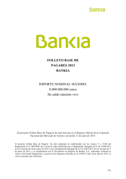 FOLLETO BASE DE PAGARES 2013 BANKIA IMPORTE NOMINAL