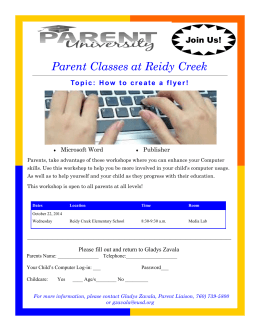 Parent Classes at Reidy Creek Topic: How to create a flyer!