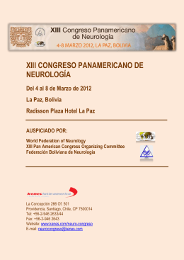 XIII CONGRESO PANAMERICANO DE NEUROLOGÍA