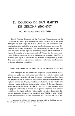 EL COLEGIO DE SAN MARTlN DE GERONA (1700