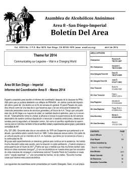 Boletín Del Area - San Diego & Imperial Area 8 Assembly of