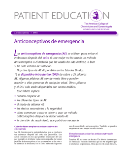 Patient Education Pamphlet, SP114, Los anticonceptivos de