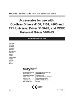 Accessories for use with: Cordless Drivers 4100, 4101, 4200 and