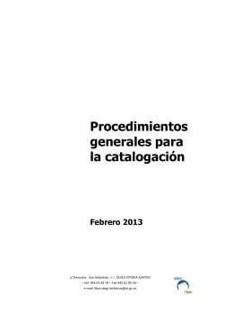 Procedimientos generales para la catalogación