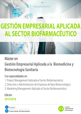 Folleto Master 2015 - Instituto Empresarial de Biotecnología