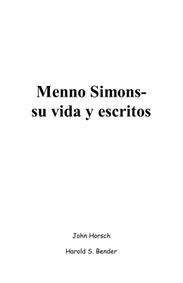 Menno Simons- su vida y escritos