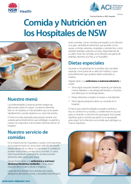 Food and Nutrition in NSW Hospitals