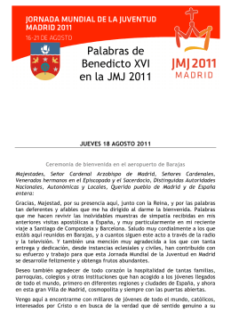 Palabras de Benedicto XVI en la JMJ 2011