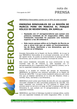 09/08/07 Energías Renovables de la Región de Murcia pone en