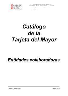 Catálogo de la Tarjeta del Mayor