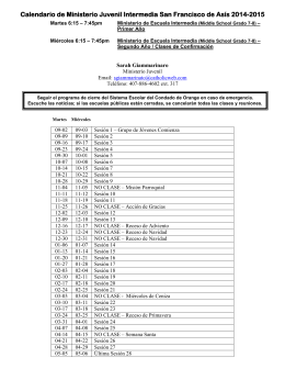 Calendario de Ministerio Juvenil Intermedia San Francisco de Asís