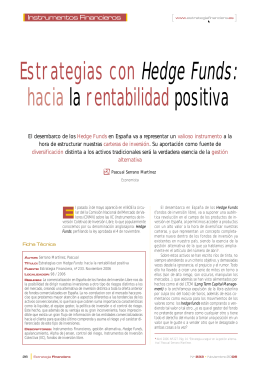 Estrategias con Hedge Funds: hacia la rentabilidad positiva
