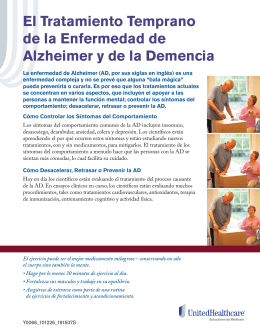 El Tratamiento Temprano de la Enfermedad de Alzheimer y de la