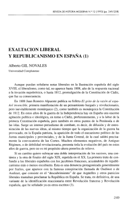 EXALTACIÓN LIBERAL Y REPUBLICANISMO EN ESPAÑA (1)