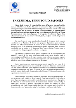 takeshima, territorio japonés - Embajada del Japón en España