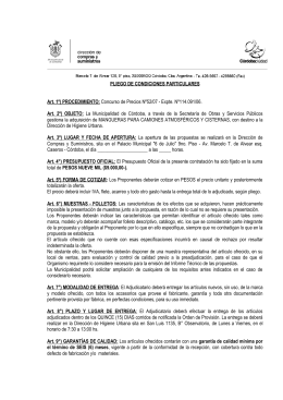 Pliego de condiciones - Municipalidad de Córdoba