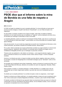 PSOE dice que el informe sobre la mina de Borobia es una falta de