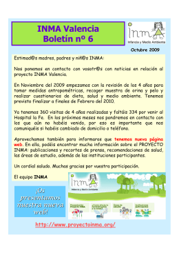 INMA Valencia Boletín nº 6 - INMA, Infancia y Medio Ambiente