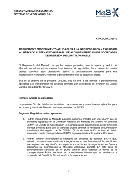 CIRCULAR 2/2010 Requisitos y procedimientos de incorporación