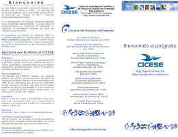 Tríptico de bienvenida - Dirección de Estudios de Posgrado | CICESE
