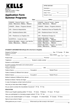Application Form Summer Programs