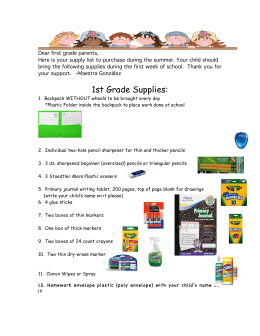 1st Grade Supplies List