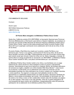 FOR IMMEDIATE RELEASE: Contact: David Lopez REFORMA
