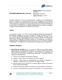 DECISIÓN AMPARO ROL C573-09 - Consejo para la Transparencia