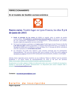 Nuevo curso. Tendrá lugar en Lyon-Francia, los días 5 y 6 de junio