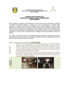 informe de gestion, vigencia 2012