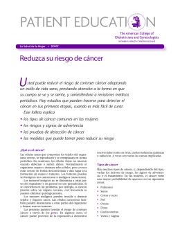Patient Education Pamphlet, SP007, Reduzca su riesgo de cancer