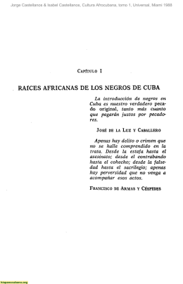 RAÍCES AFRICANAS DE LOS NEGROS DE CUBA