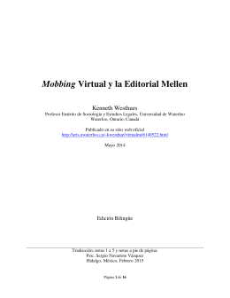 Mobbing Virtual y la Editorial Mellen