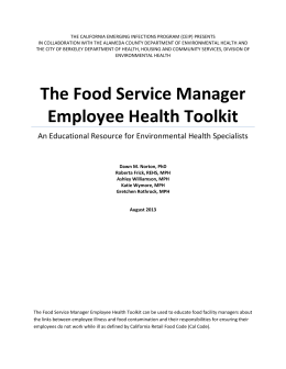 The Food Service Manager Employee Health Toolkit