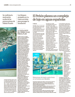 El Peñón planea un complejo de lujo en aguas españolas