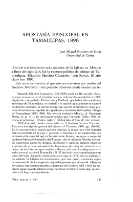 APOSTASÍA EPISCOPAL EN TAMAULIPAS, 1896