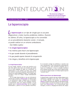 Patient Education Pamphlet, SP061, La laparoscopia