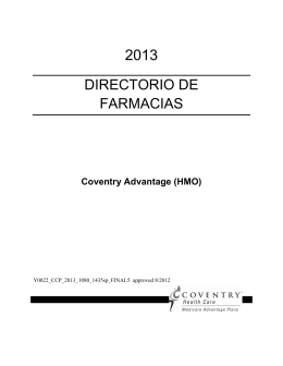 2013 DIRECTORIO DE FARMACIAS: Coventry Advantage (HMO)