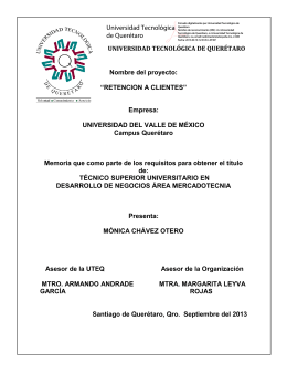 RETENCION A CLIENTES - Universidad Tecnológica de Querétaro