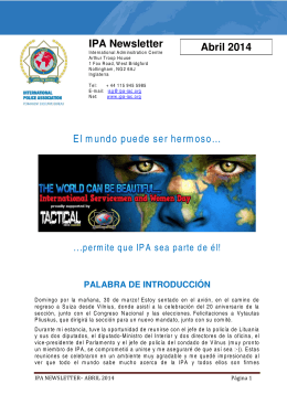 IPA Newsletter El mundo puede ser hermoso... Abril 2014