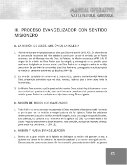 III. PROCESO EVANGELIZADOR CON SENTIDO MISIONERO
