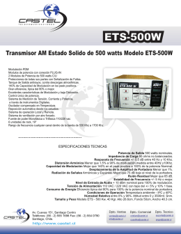 Transmisor AM Estado Solido de 500 watts Modelo ETS-500W