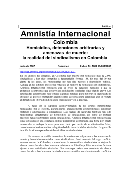 Amnistía Internacional - red alerta sindical colombia