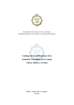 Catálogo de las publicaciones de la AVL (2014).Rivas Dugarte