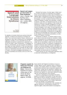 Libros Speech and Langua- ge Intervention in Down Syndrome