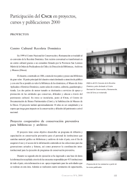 Participación del CNCR en proyectos, cursos y publicaciones 2000