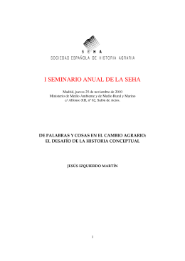 I SEMINARIO ANUAL DE LA SEHA - Sociedad Española de Historia