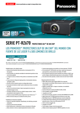 VSS Spec Sheet Projector - PT-RZ670 Series- Spec Sheet