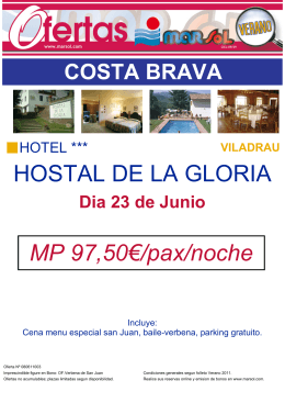 HOSTAL DE LA GLORIA MP 97,50€/pax/noche
