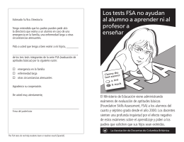 Los tests FSA no ayudan al alumno a aprender ni al